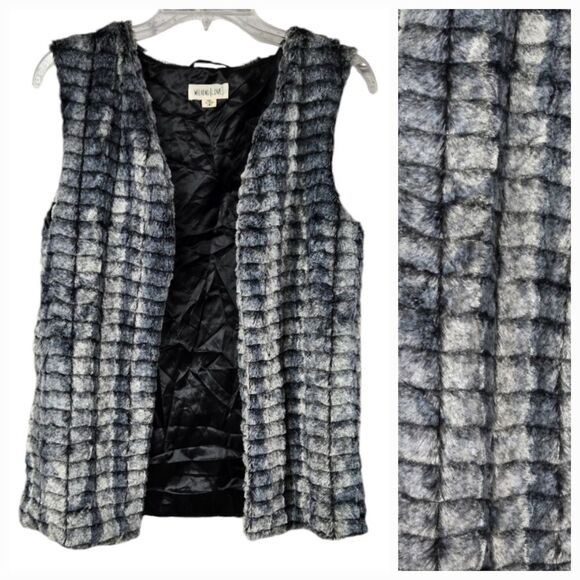 Weekend Love Silver Gray Faux Fur Vest Shaggy Sleeveless Teddy Jacket Retro Fun - Picture 1 of 9